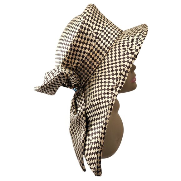 Vintage Perche Couture Kentucky Derby Hat Wide Brim Check Pattern Asymmetrical - Picture 3 of 11